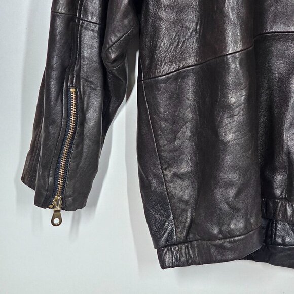 Andrew Marc Addition Geniune Leather Hoodie Jacket‎ Full Zip Brown Men's Medium - Picture 7 of 14